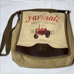 Vintage Canvas Messenger Bag - Brown Farmall Tractors